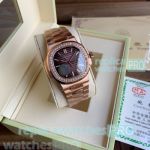 Cheapest Price Copy Patek Philippe Nautilus Brown Dial Rose Gold Men's Watch